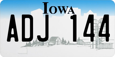 IA license plate ADJ144