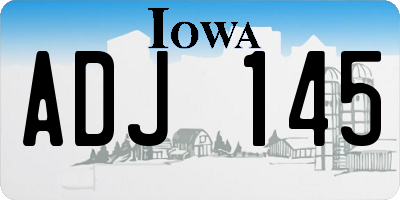 IA license plate ADJ145
