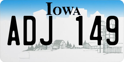 IA license plate ADJ149