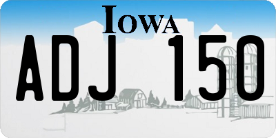 IA license plate ADJ150