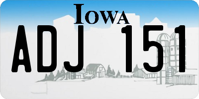 IA license plate ADJ151