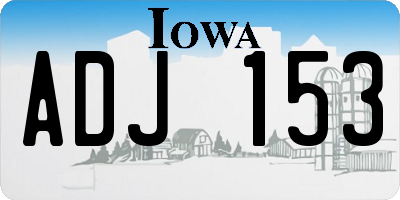 IA license plate ADJ153