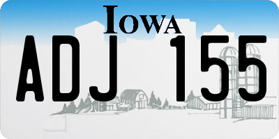 IA license plate ADJ155