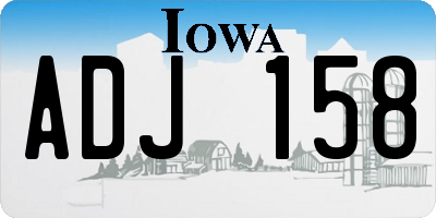 IA license plate ADJ158
