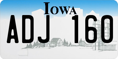 IA license plate ADJ160