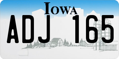 IA license plate ADJ165