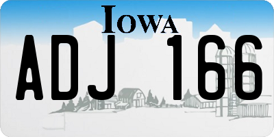 IA license plate ADJ166