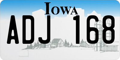 IA license plate ADJ168