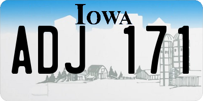 IA license plate ADJ171