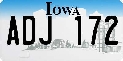 IA license plate ADJ172