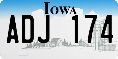 IA license plate ADJ174
