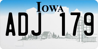 IA license plate ADJ179