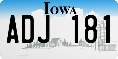IA license plate ADJ181