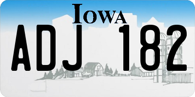 IA license plate ADJ182