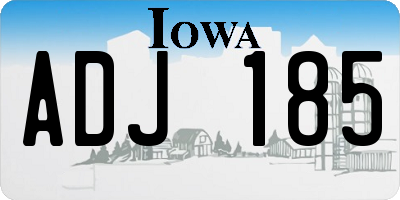 IA license plate ADJ185