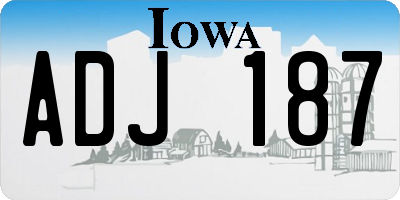 IA license plate ADJ187