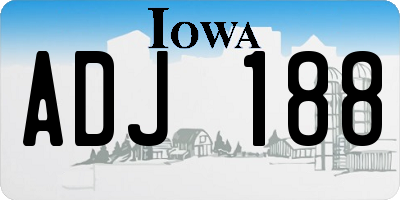 IA license plate ADJ188