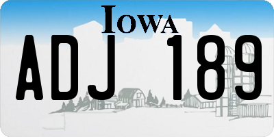 IA license plate ADJ189