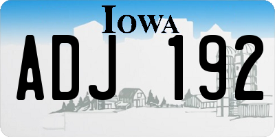 IA license plate ADJ192