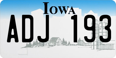 IA license plate ADJ193
