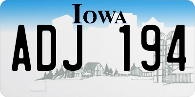 IA license plate ADJ194