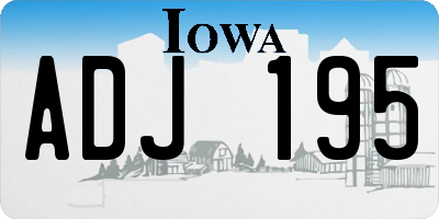 IA license plate ADJ195