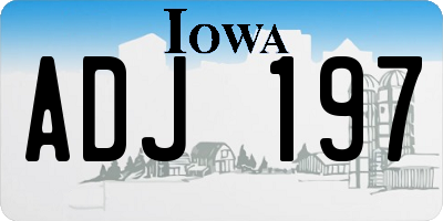 IA license plate ADJ197