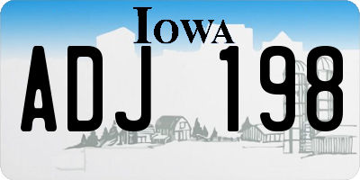 IA license plate ADJ198