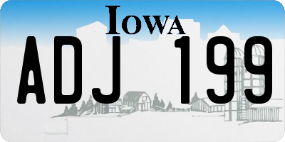IA license plate ADJ199