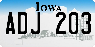 IA license plate ADJ203