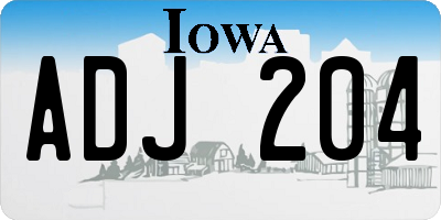 IA license plate ADJ204