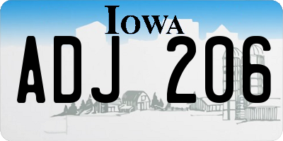 IA license plate ADJ206