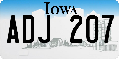 IA license plate ADJ207