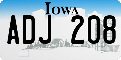 IA license plate ADJ208