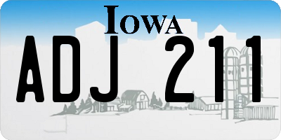 IA license plate ADJ211