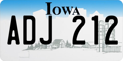 IA license plate ADJ212