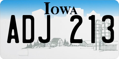 IA license plate ADJ213