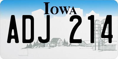IA license plate ADJ214