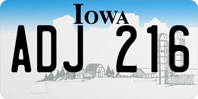 IA license plate ADJ216
