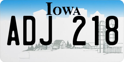 IA license plate ADJ218