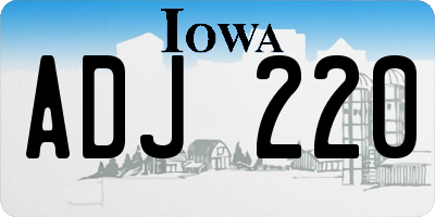 IA license plate ADJ220