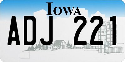 IA license plate ADJ221