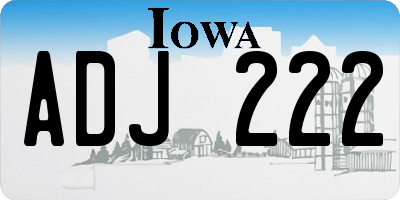 IA license plate ADJ222