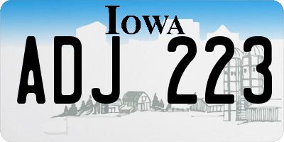 IA license plate ADJ223