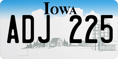 IA license plate ADJ225
