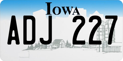 IA license plate ADJ227