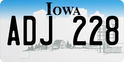 IA license plate ADJ228