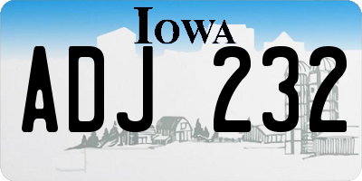 IA license plate ADJ232