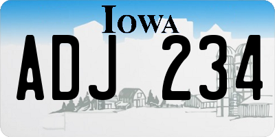 IA license plate ADJ234