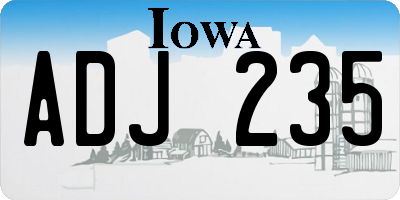 IA license plate ADJ235